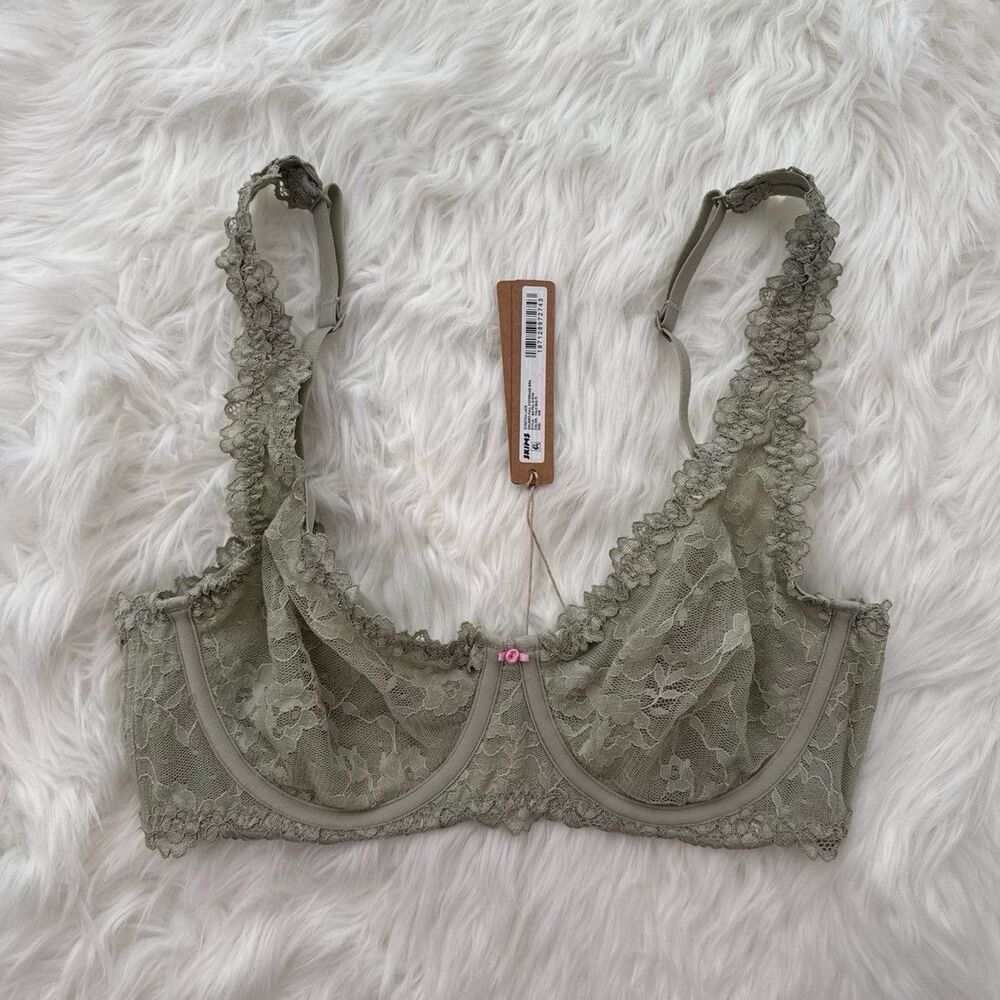 Skims Stretch Lace Unlined Full Coverage Bra Talc Multi Size 34B